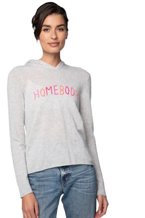 100% Cashmere Hoodie Sweater with Embroidery Stitch in Homebody