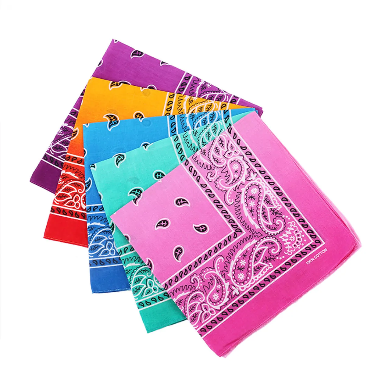 12 Pieces Gradient Paisley Bandanas Cotton Novelty Cowboy Head Wrap Handkerchief