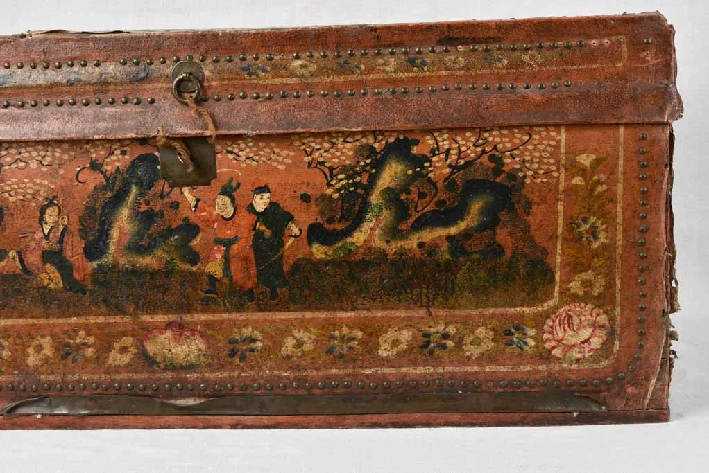 18th century camphor chest with leather 35¾"