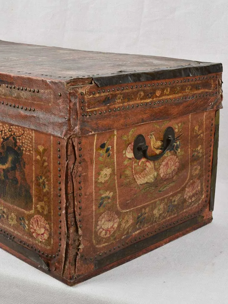 18th century camphor chest with leather 35¾"