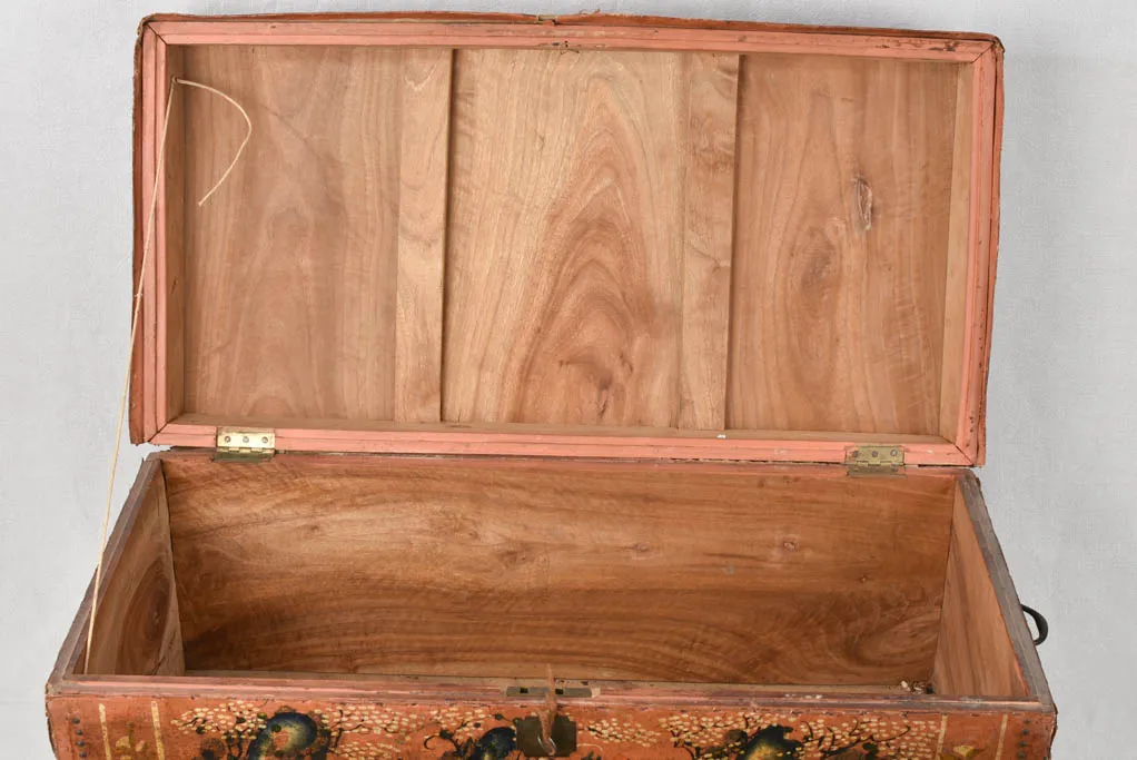 18th century camphor chest with leather 35¾"