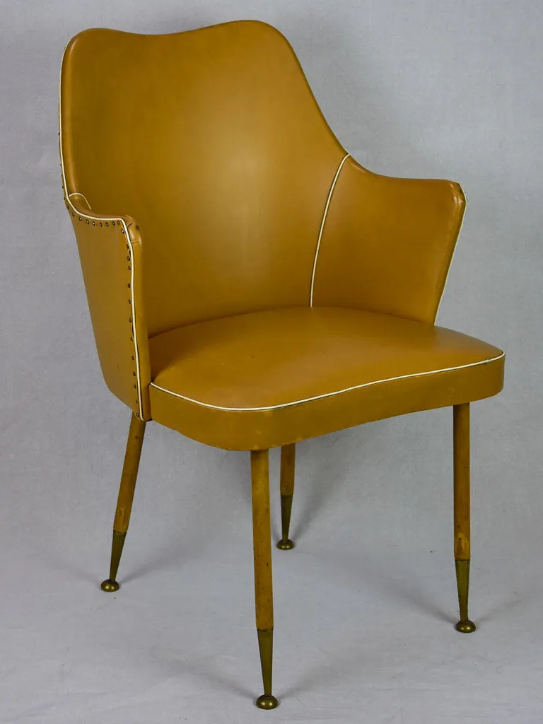 1940's Italian desk armchair with mustard upholstery