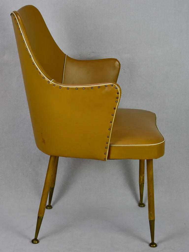 1940's Italian desk armchair with mustard upholstery