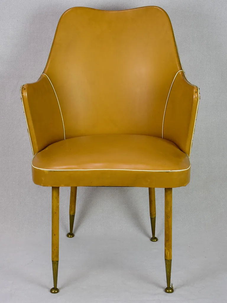 1940's Italian desk armchair with mustard upholstery