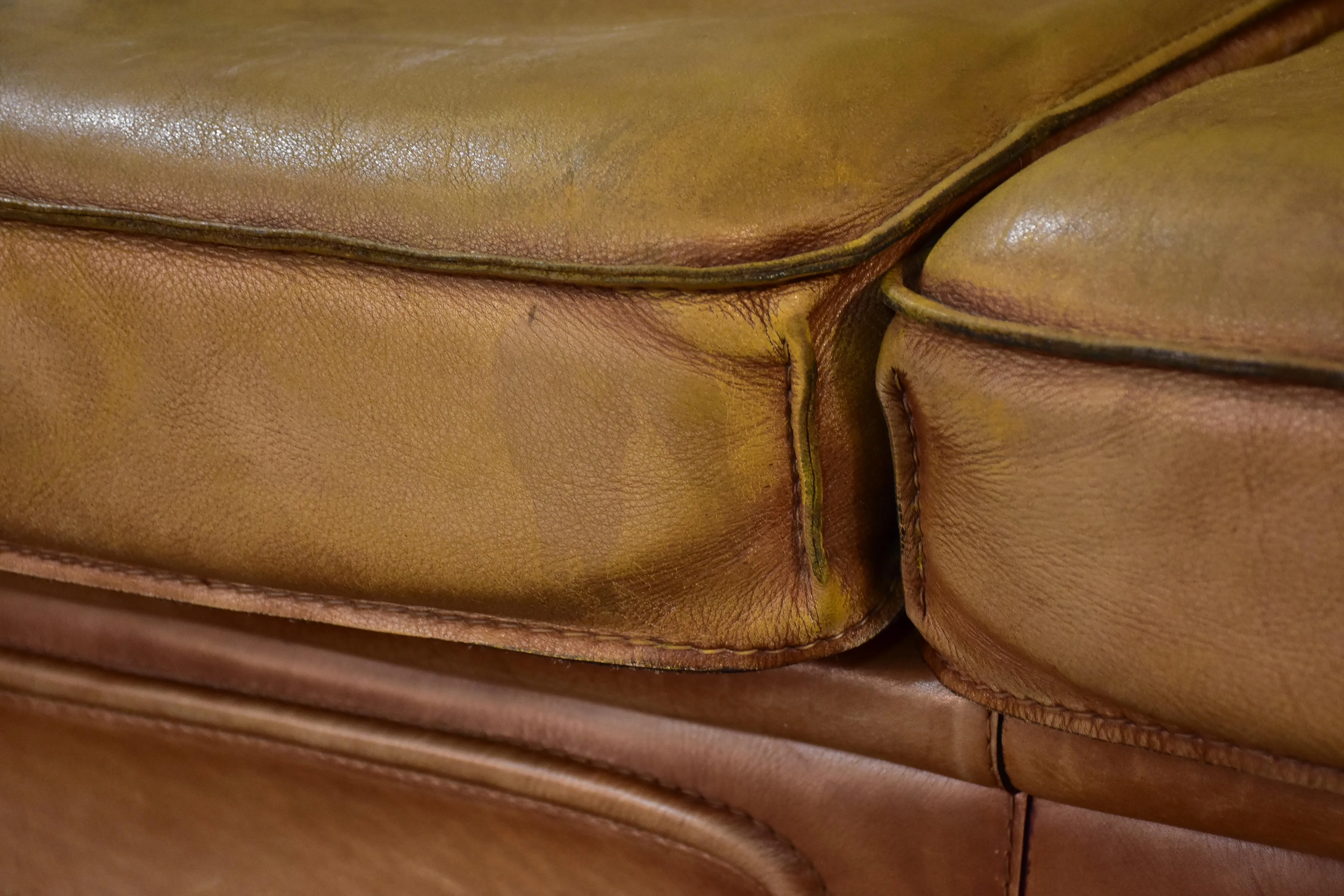 1970's Roche Bobois three seat leather sofa