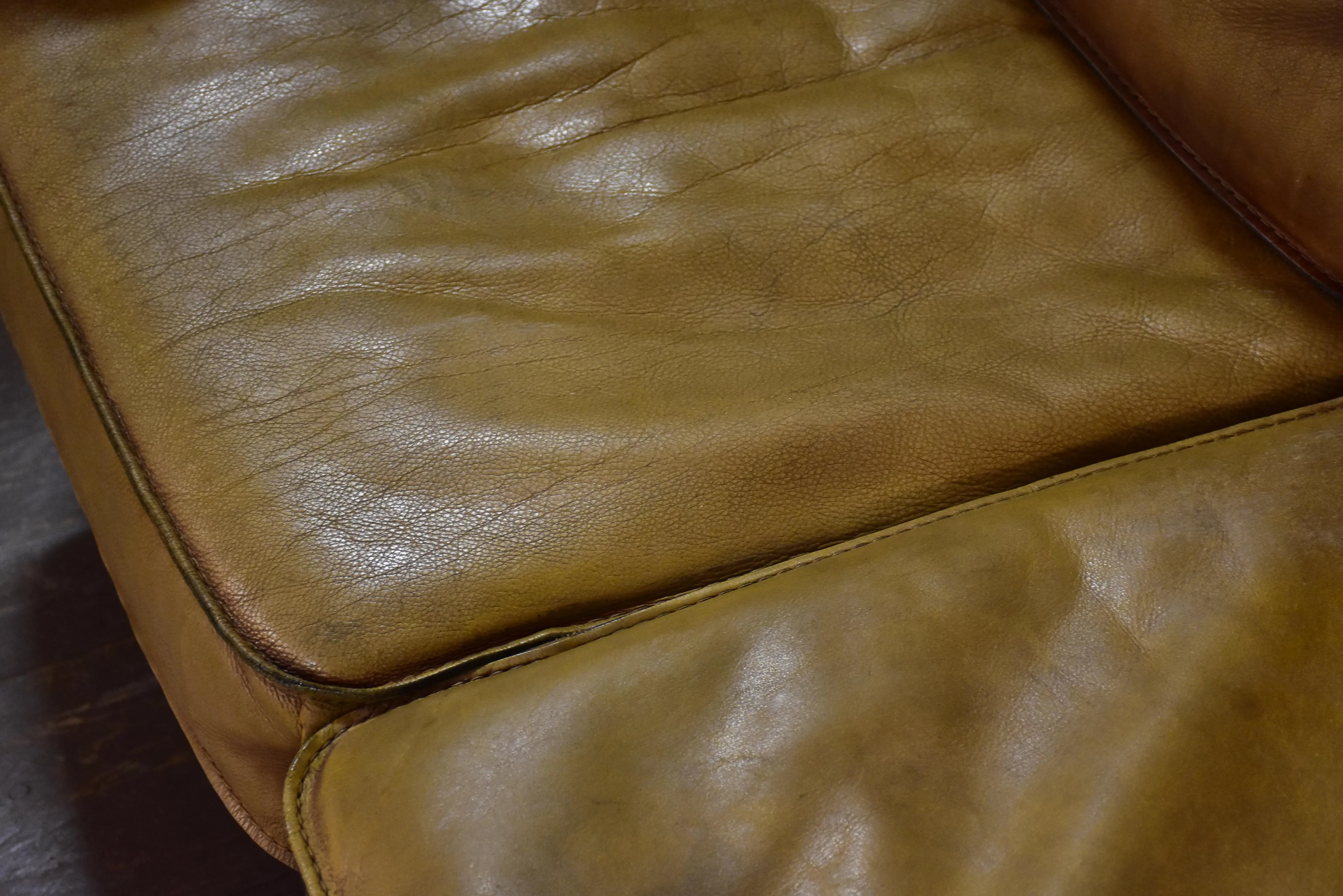 1970's Roche Bobois three seat leather sofa