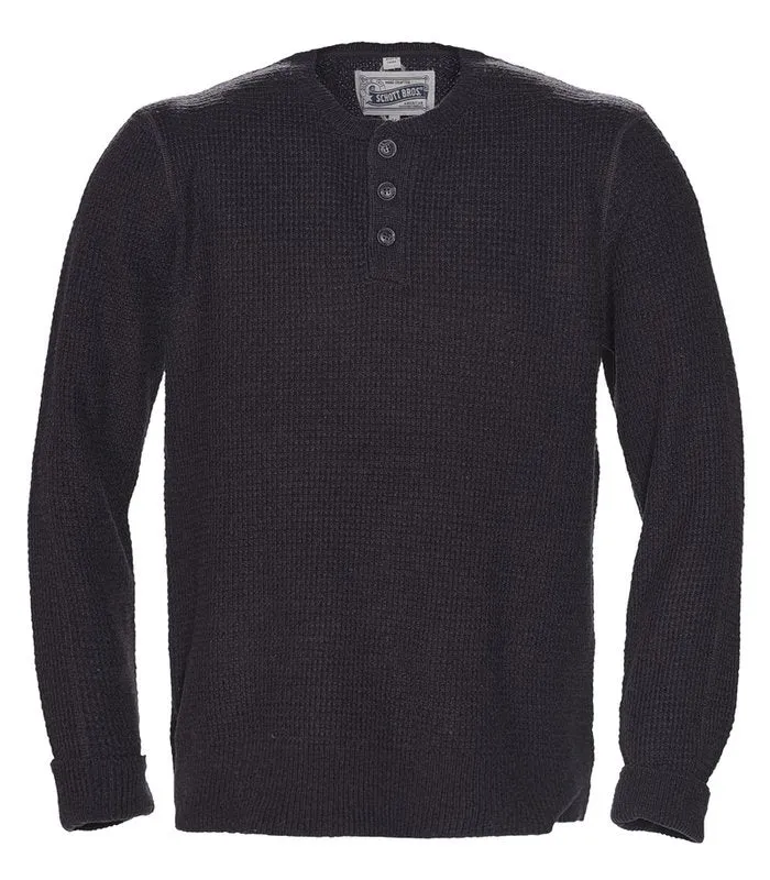 3 Button Wool Blend Henley Sweater | Black or Camel