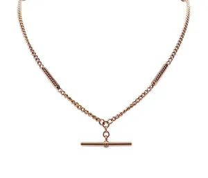 9ct Rose Gold Albert Chain with T Bar