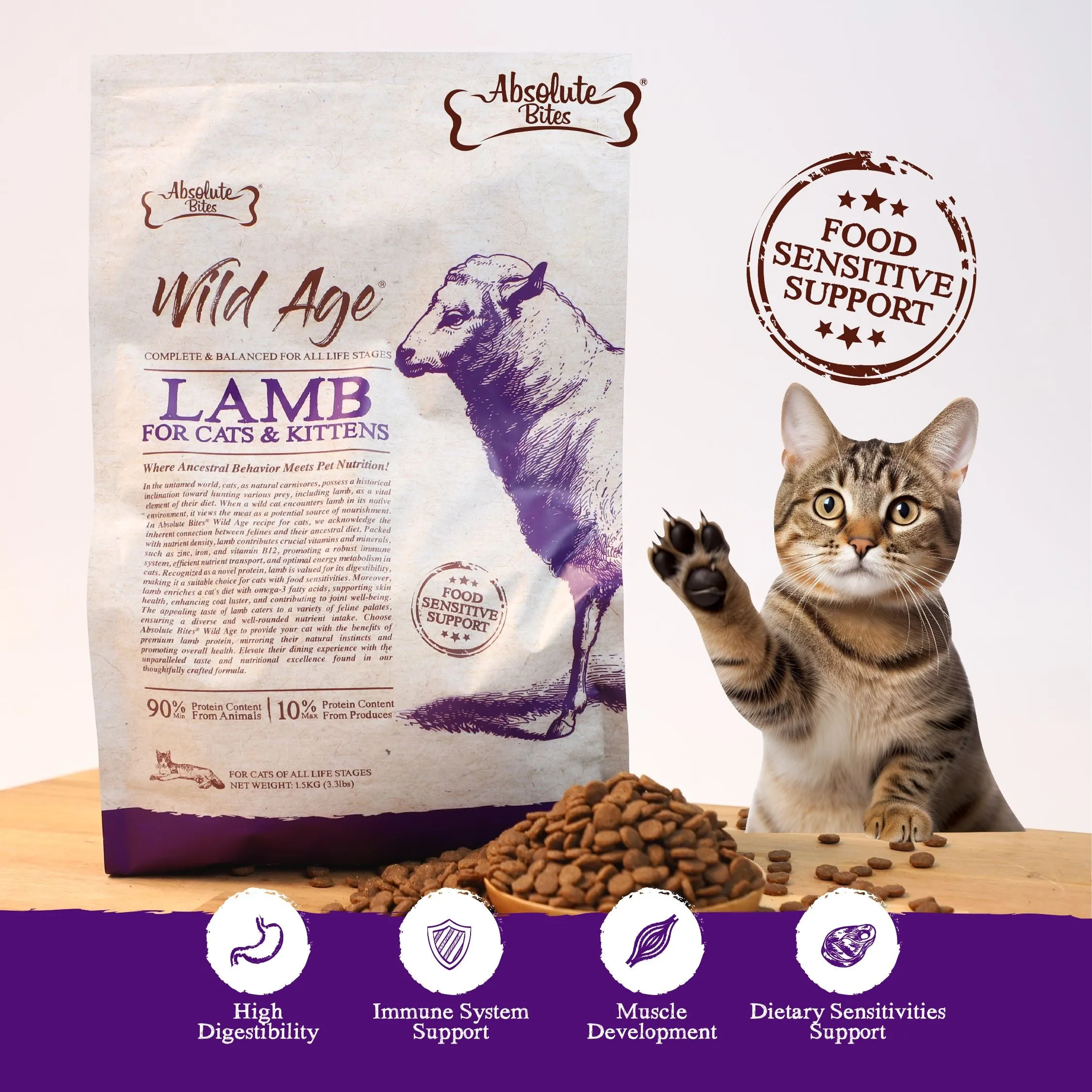 Absolute Bites Wild Age Dry Cat Food - Lamb (12lbs)