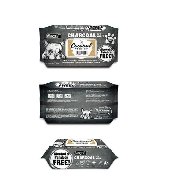 Absorb Plus Charcoal Alcohol & Paraben Free Pet Wipes (Coconut, 80pcs)