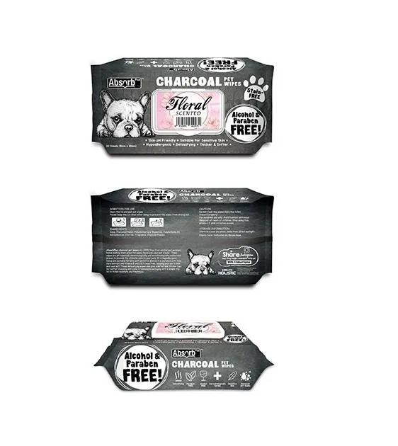 Absorb Plus Charcoal Alcohol & Paraben Free Pet Wipes (Floral, 80pcs)