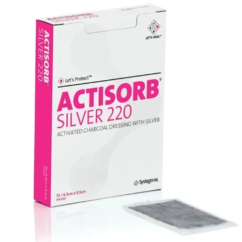 Acelity (Systagenix) MAS065 Actisorb Silver 220 Activated Charcoal Dressing With Silver 6.5cm x 9.5cm