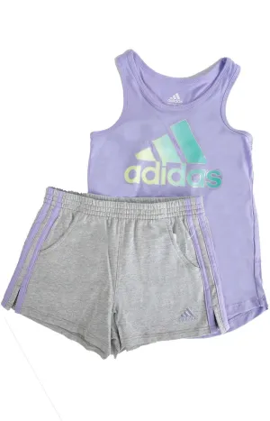 Adidas Kids Light Purple Tank and Shorts Set