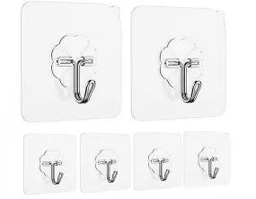 ANH MART Stainless Steel, PVC, ABS Nail Free Seamless Adhesive Non-Trace No Drilling Installation Hanging, Waterproof Screws Wall Hook(Transparent) (FLOWER HOOK - 5)