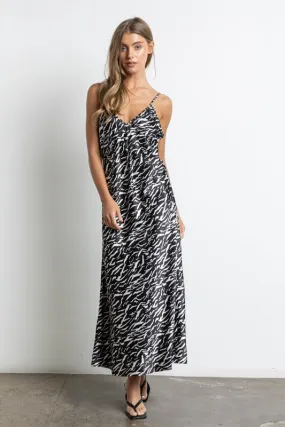 Animal Print Satin Midi Slip Dress