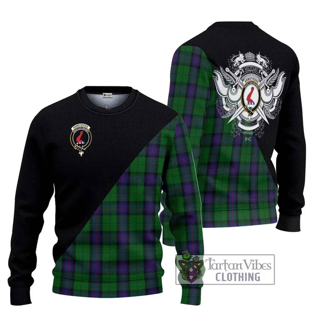 Armstrong Tartan Ugly Sweater with Family Crest and Military Logo Style