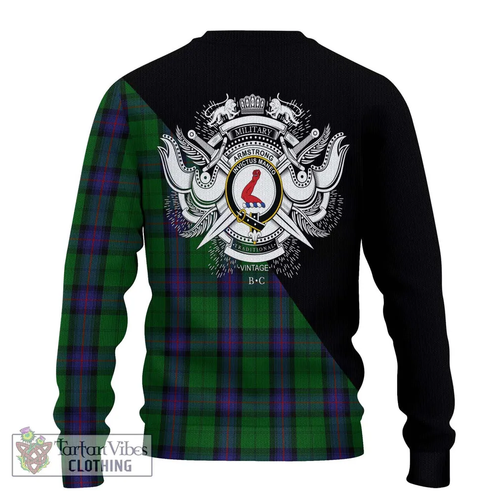 Armstrong Tartan Ugly Sweater with Family Crest and Military Logo Style