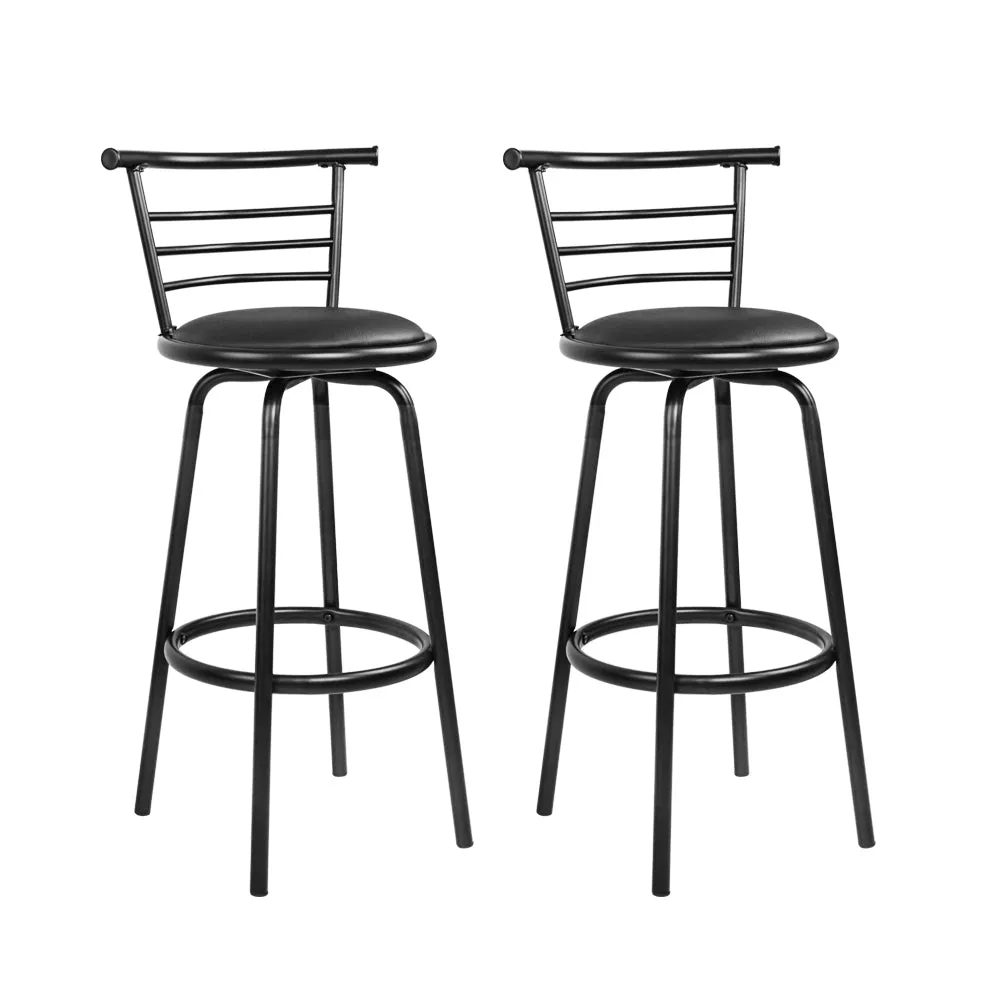 Artiss Set of 2 PU Leather Bar Stools - Black and Steel