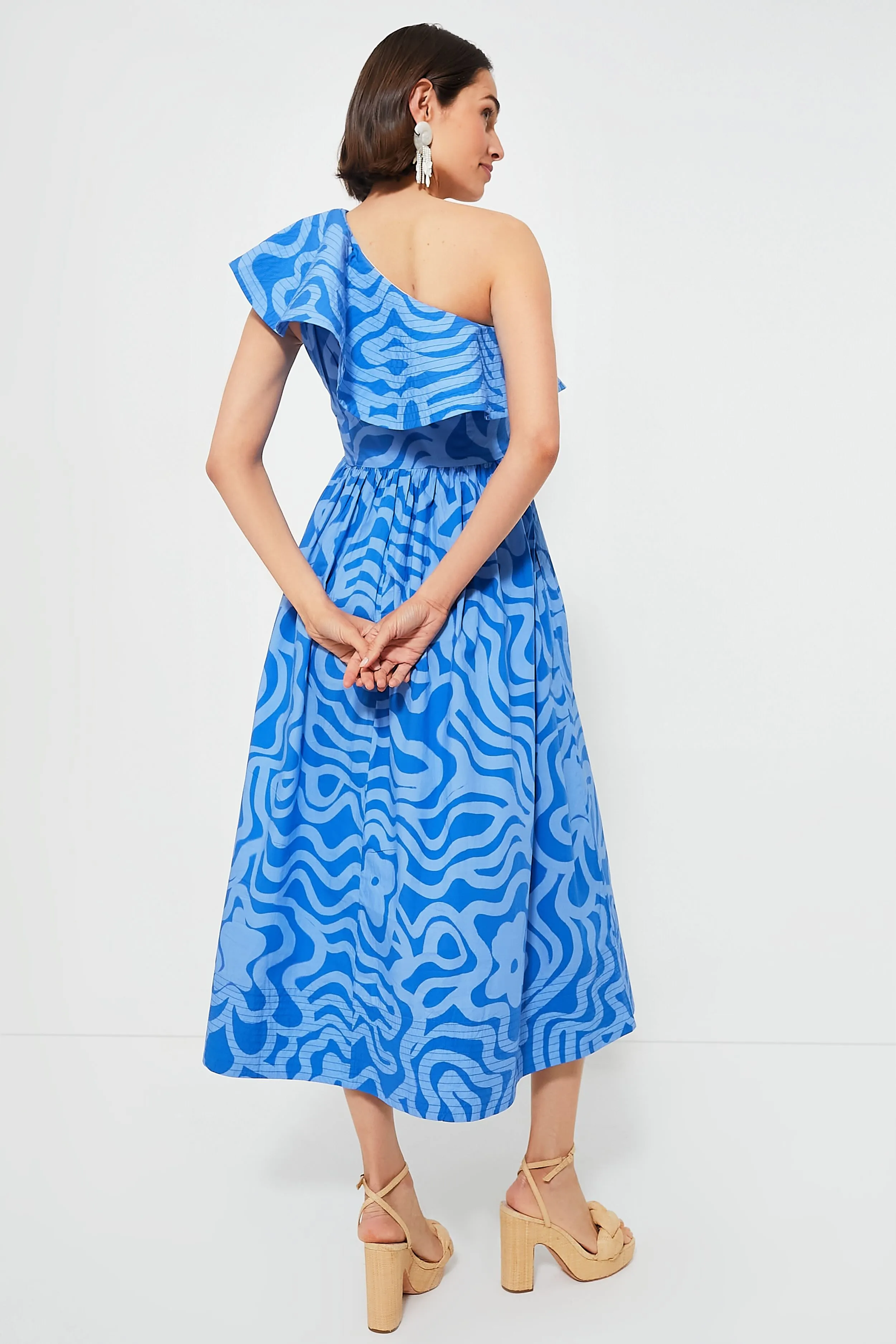 Ashbury Blue One Shoulder Ruffle Maxi Dress