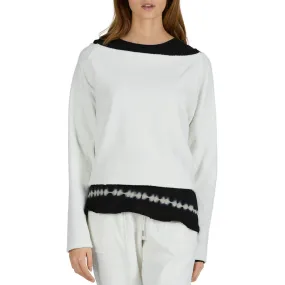 ATM Womens Crop Long Crewneck Sweater