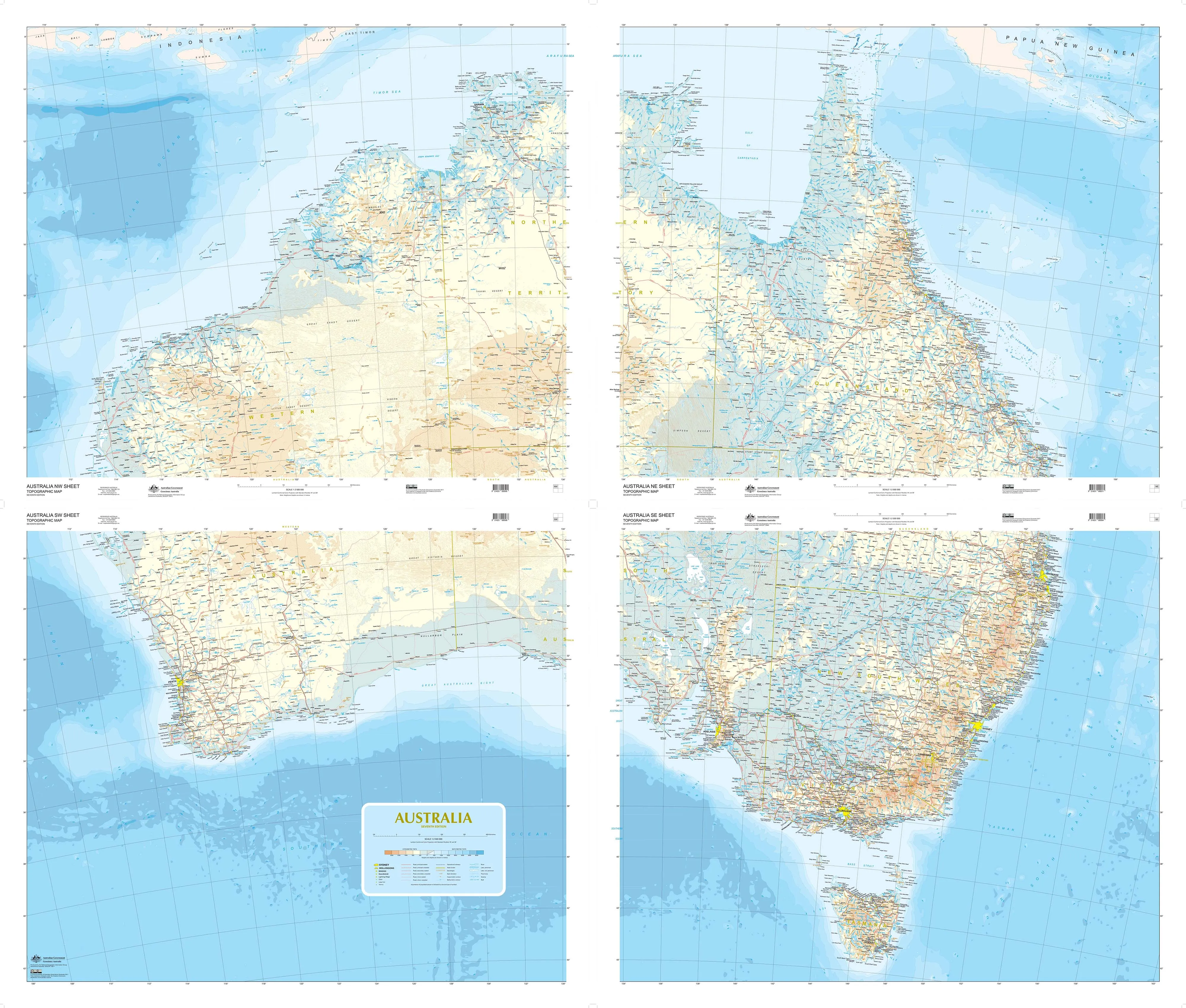 Australia-in-Four - North East Sheet Wall Map