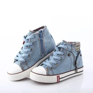 Baby shoes spring Kids canvas small Washable Denim High Top Shoes Gift