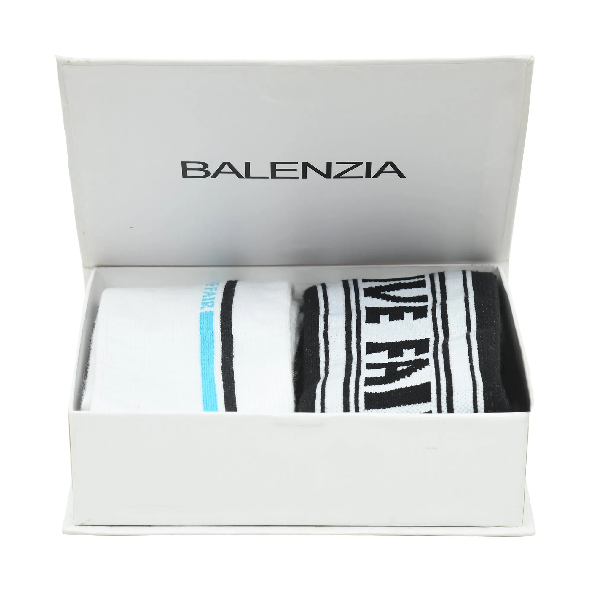 Balenzia Fairtrade Organic Cotton Crew length socks Gift Box for Men (Pack of 2 Pairs/1U) (Black & White)