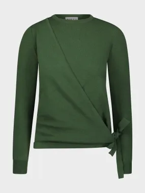 BASIC WRAP SWEATER-MAPLE GREEN