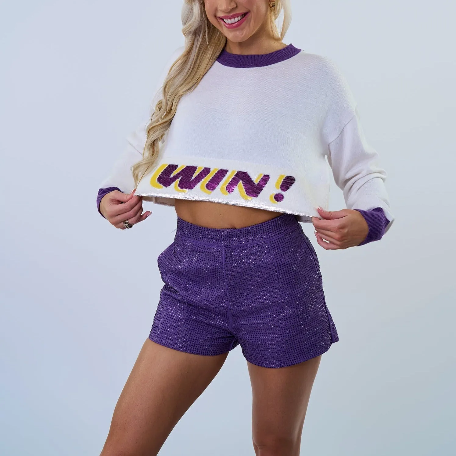 Bedazzled WIN Crop Sweater