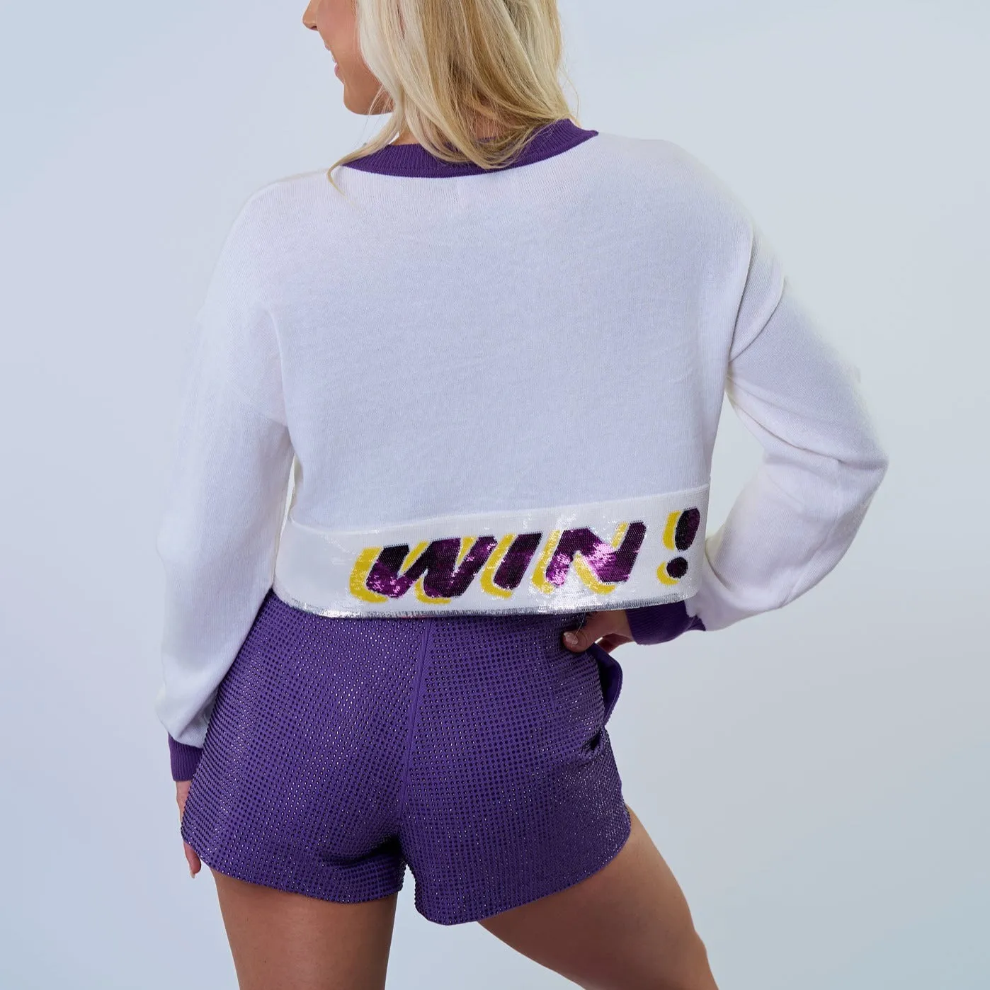 Bedazzled WIN Crop Sweater