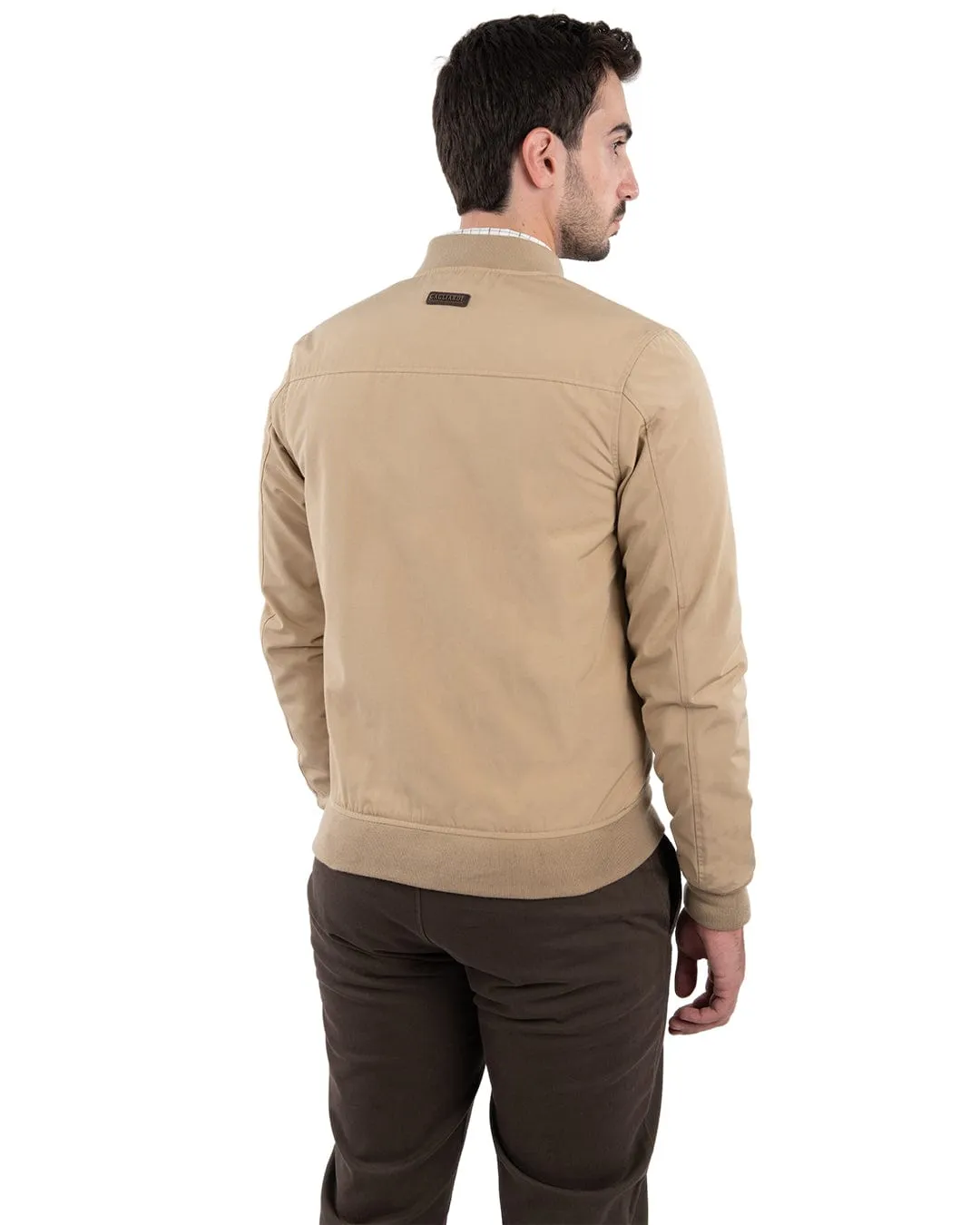 Beige Bomber Jacket