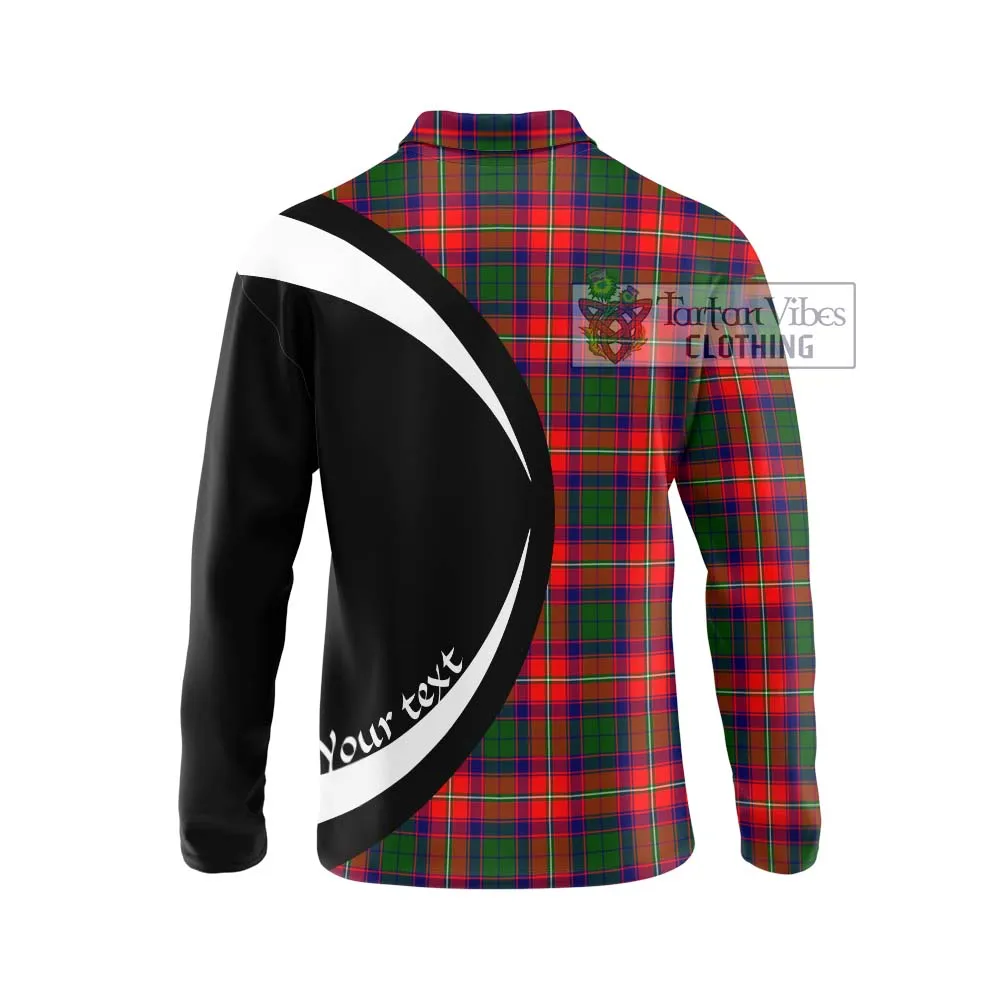 Belsches Tartan Long Sleeve Polo Shirt with Family Crest Circle Style