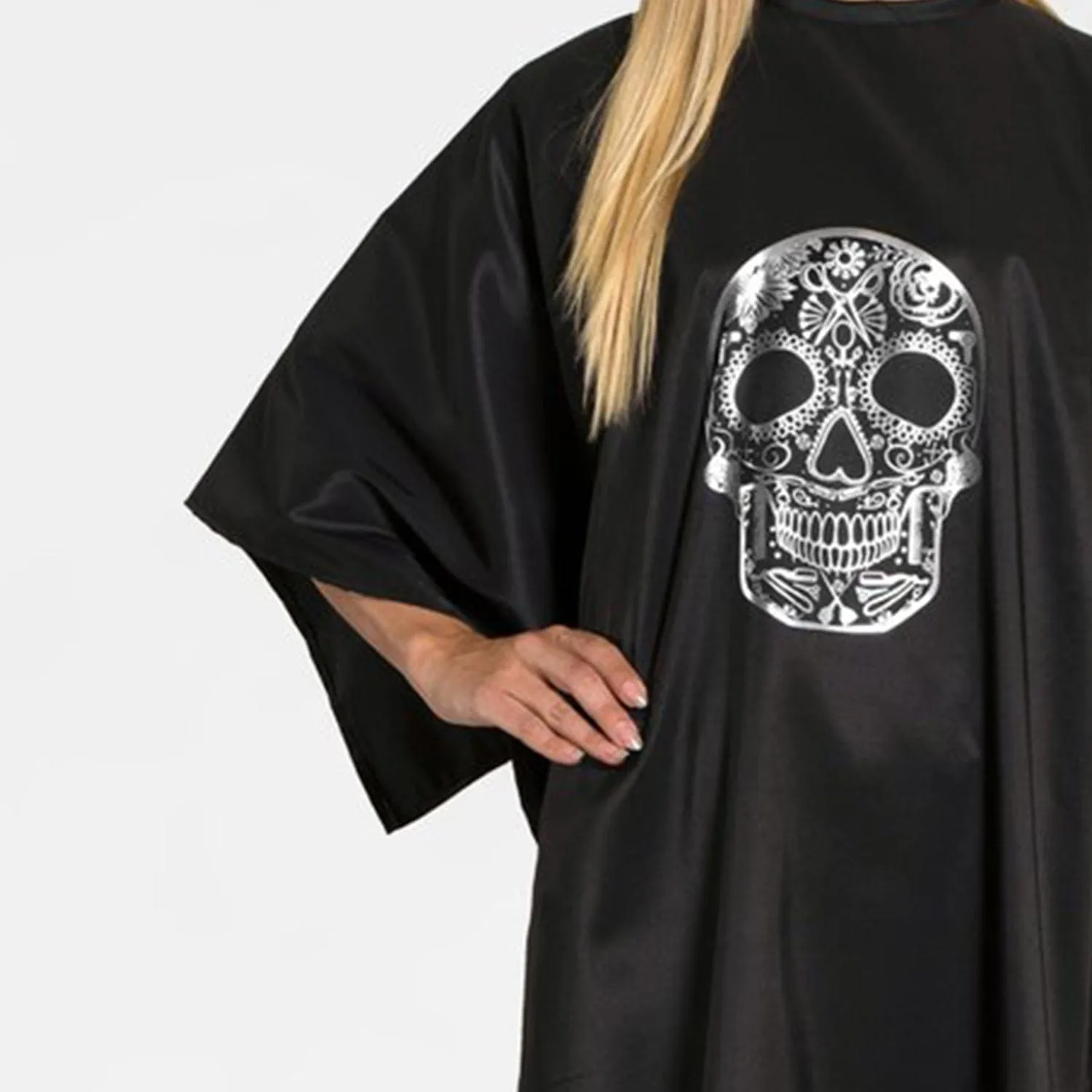 Betty Dain Sugar Skull Styling Cape - Black/Silver