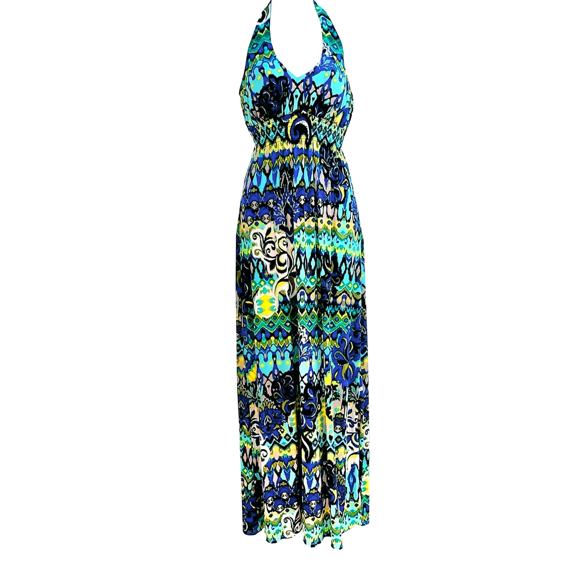 Bisou Bisou Michelle Bohbot Bohemian Maxi Halter Sundress - M, 6