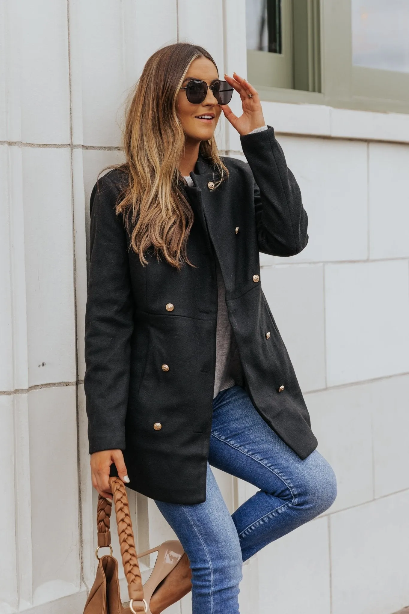 Black Double Breasted Peacoat - FINAL SALE