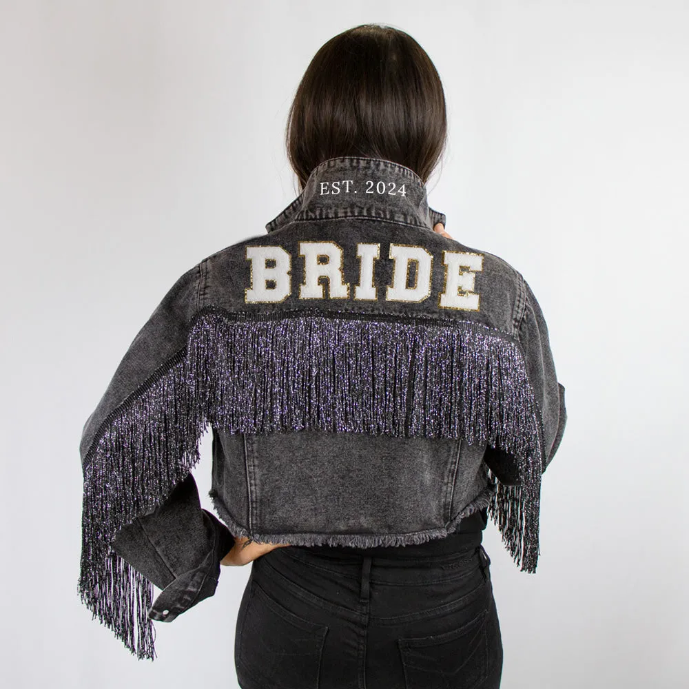 (Black Fringe) Patch Jean Jacket