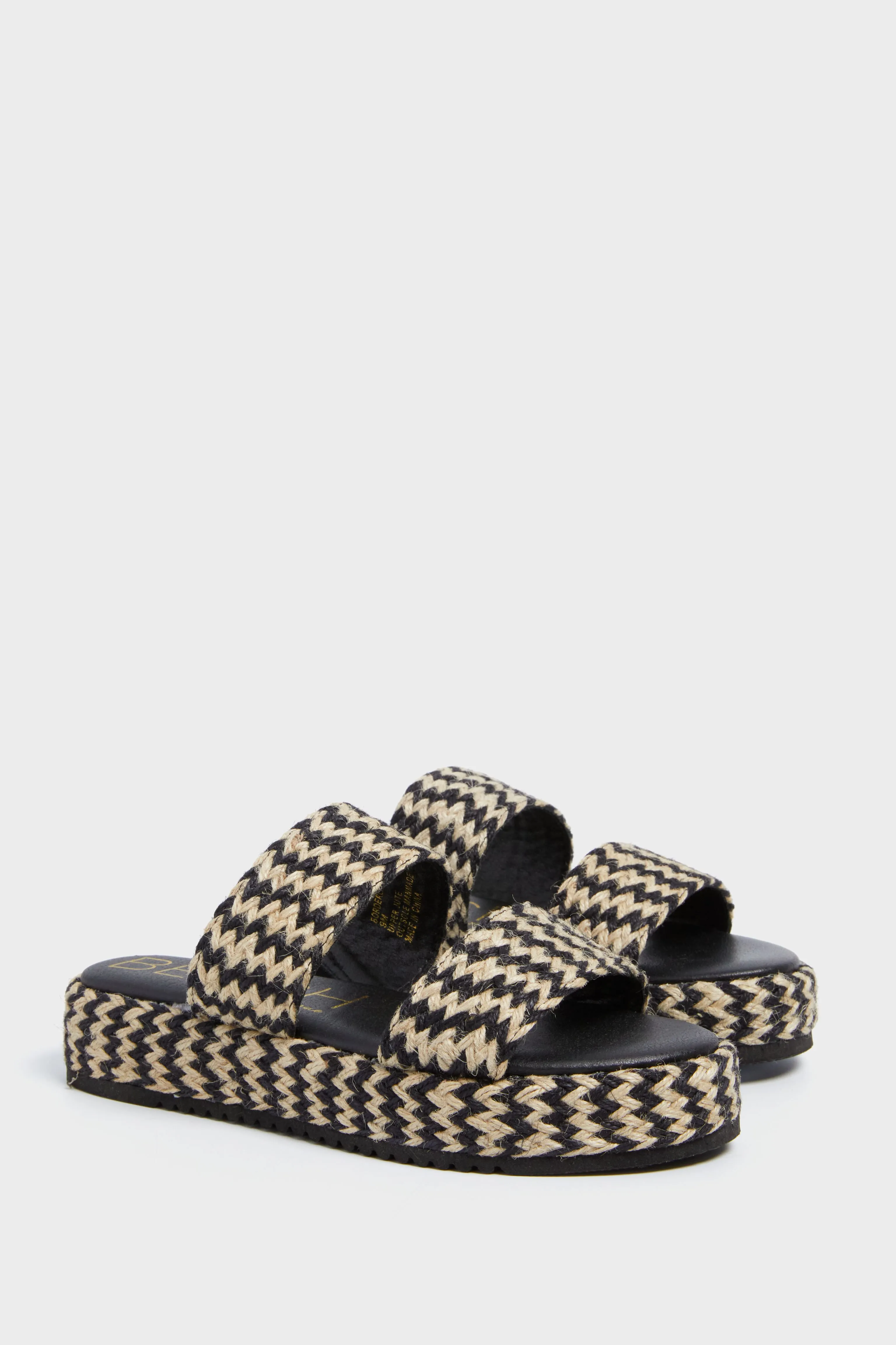 Black Multi Borderline Platform Sandals