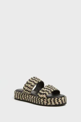 Black Multi Borderline Platform Sandals