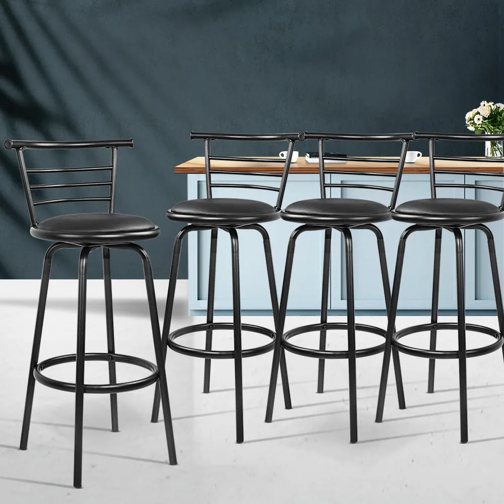 Black Swivel Bar Stools, PU Leather, Set of 4, Artiss