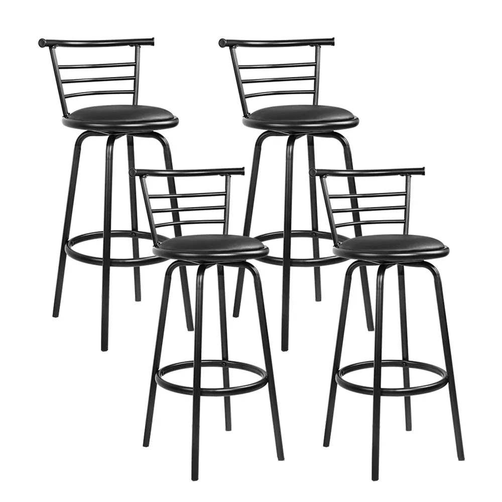 Black Swivel Bar Stools, PU Leather, Set of 4, Artiss