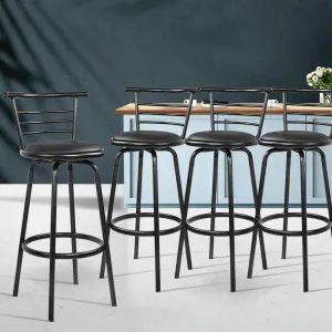 Black Swivel Bar Stools, PU Leather, Set of 4, Artiss