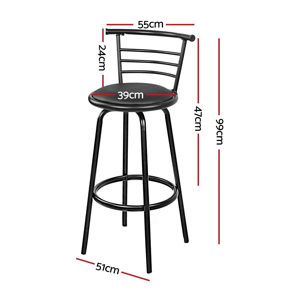 Black Swivel Bar Stools, PU Leather, Set of 4, Artiss