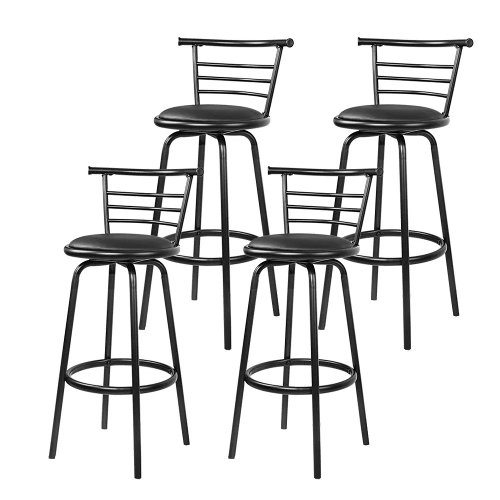 Black Swivel Bar Stools, PU Leather, Set of 4, Artiss