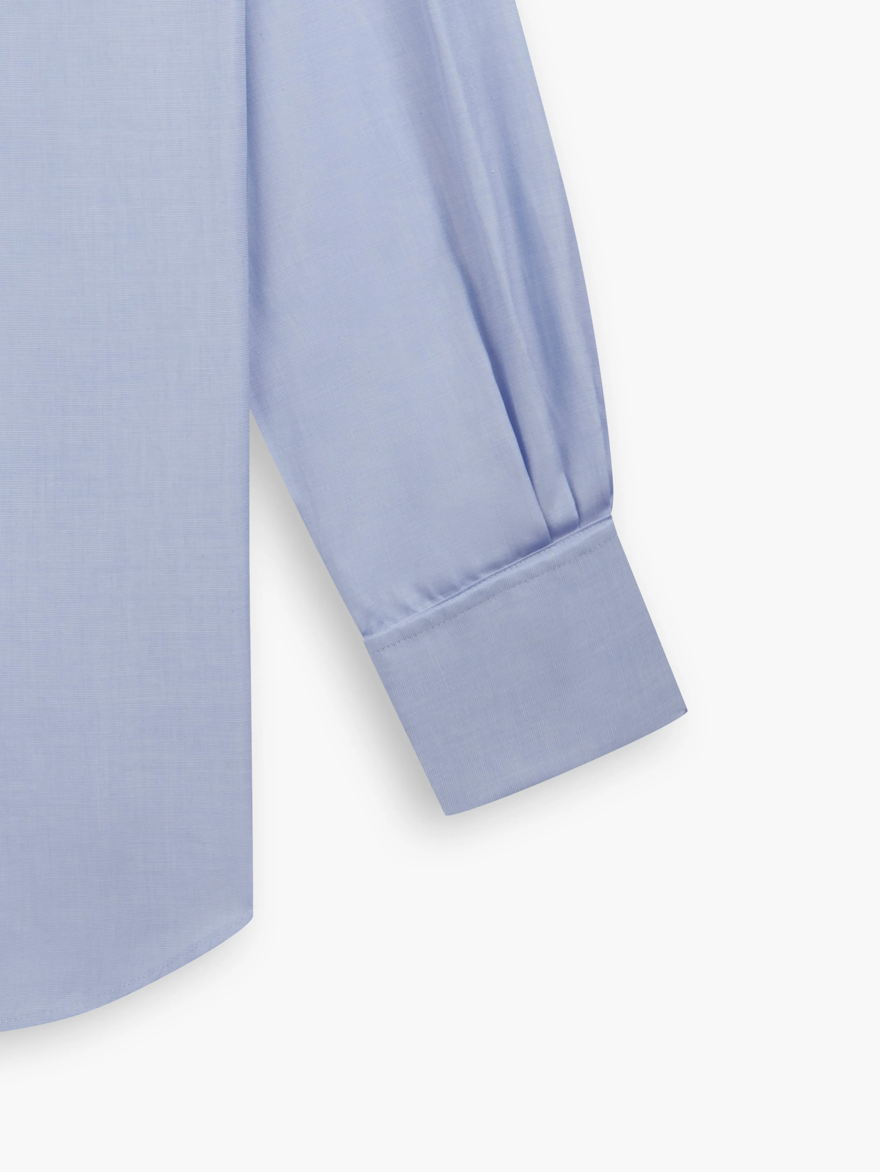 Blue End-on-End Fitted Double Cuff Classic Collar Shirt