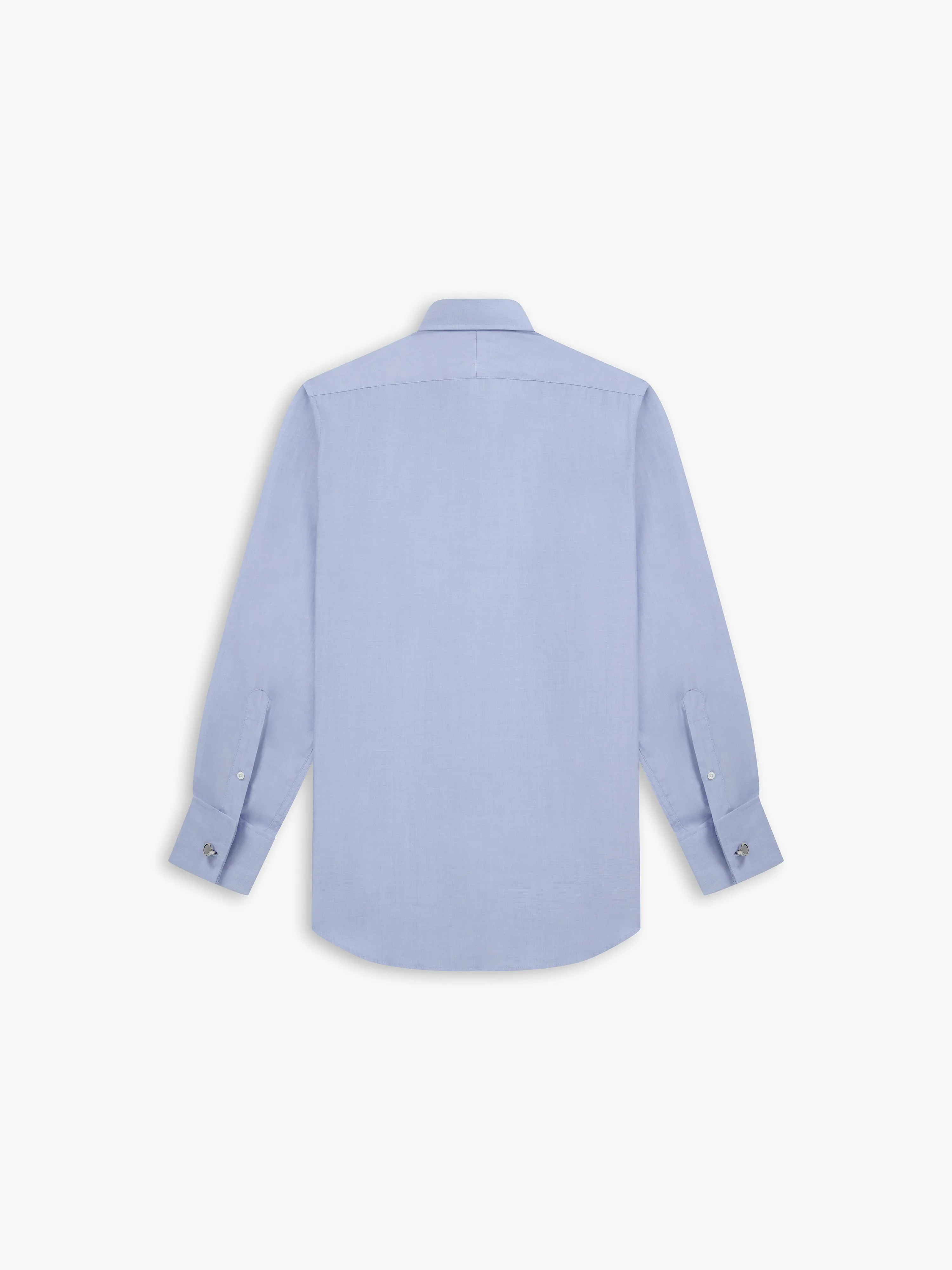 Blue End-on-End Fitted Double Cuff Classic Collar Shirt