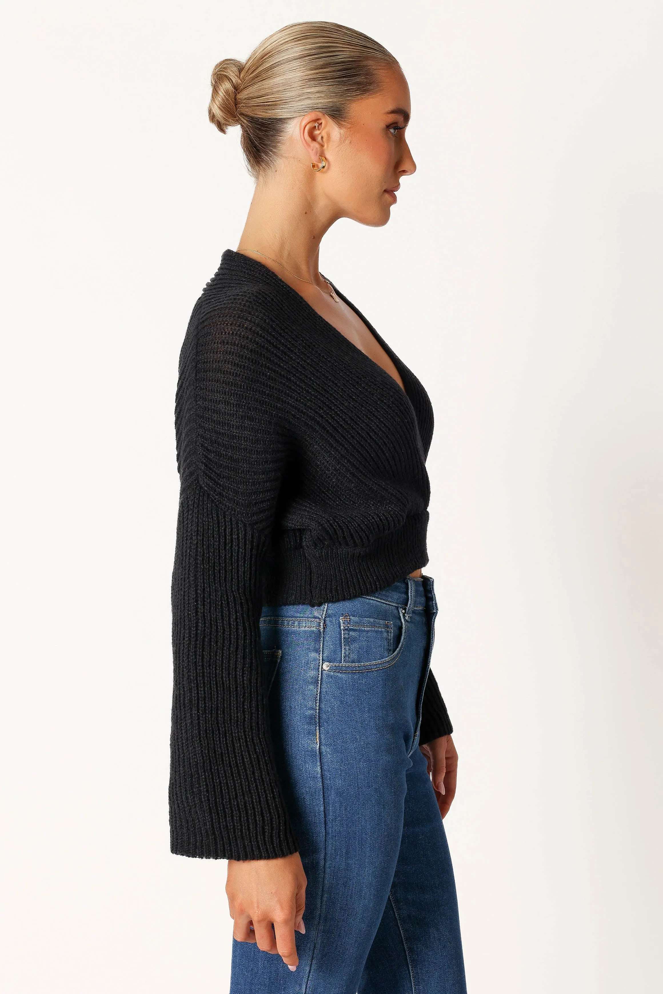 Brinley Crop Knit Sweater - Black