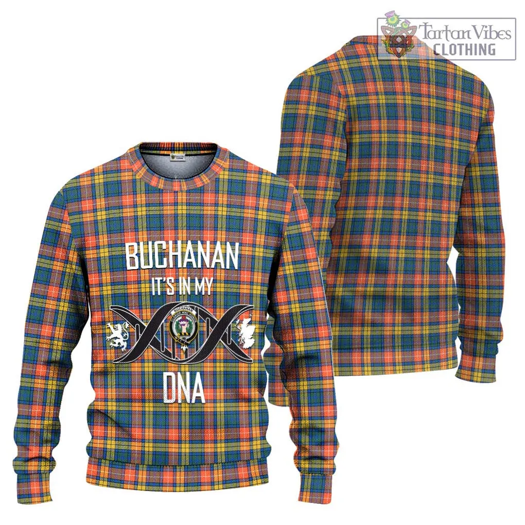 Buchanan Ancient Tartan Ugly Sweater with Family Crest DNA In Me Style