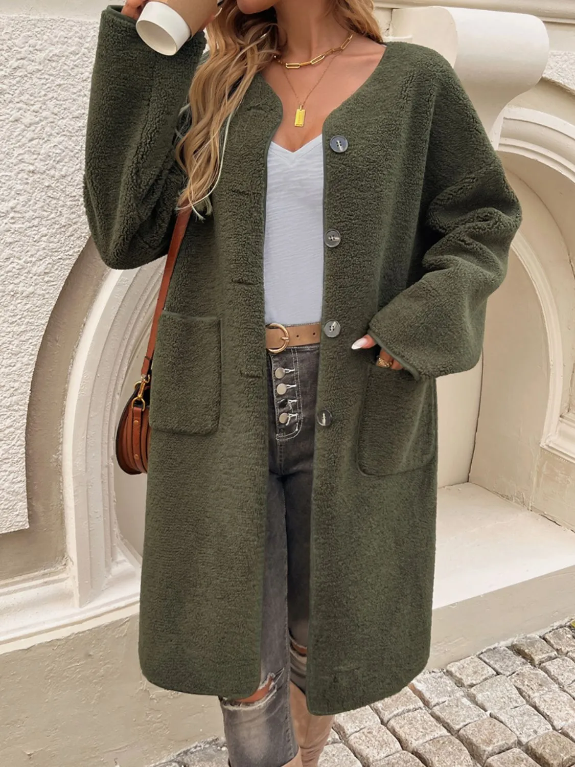 Button Up Long Sleeve Coat