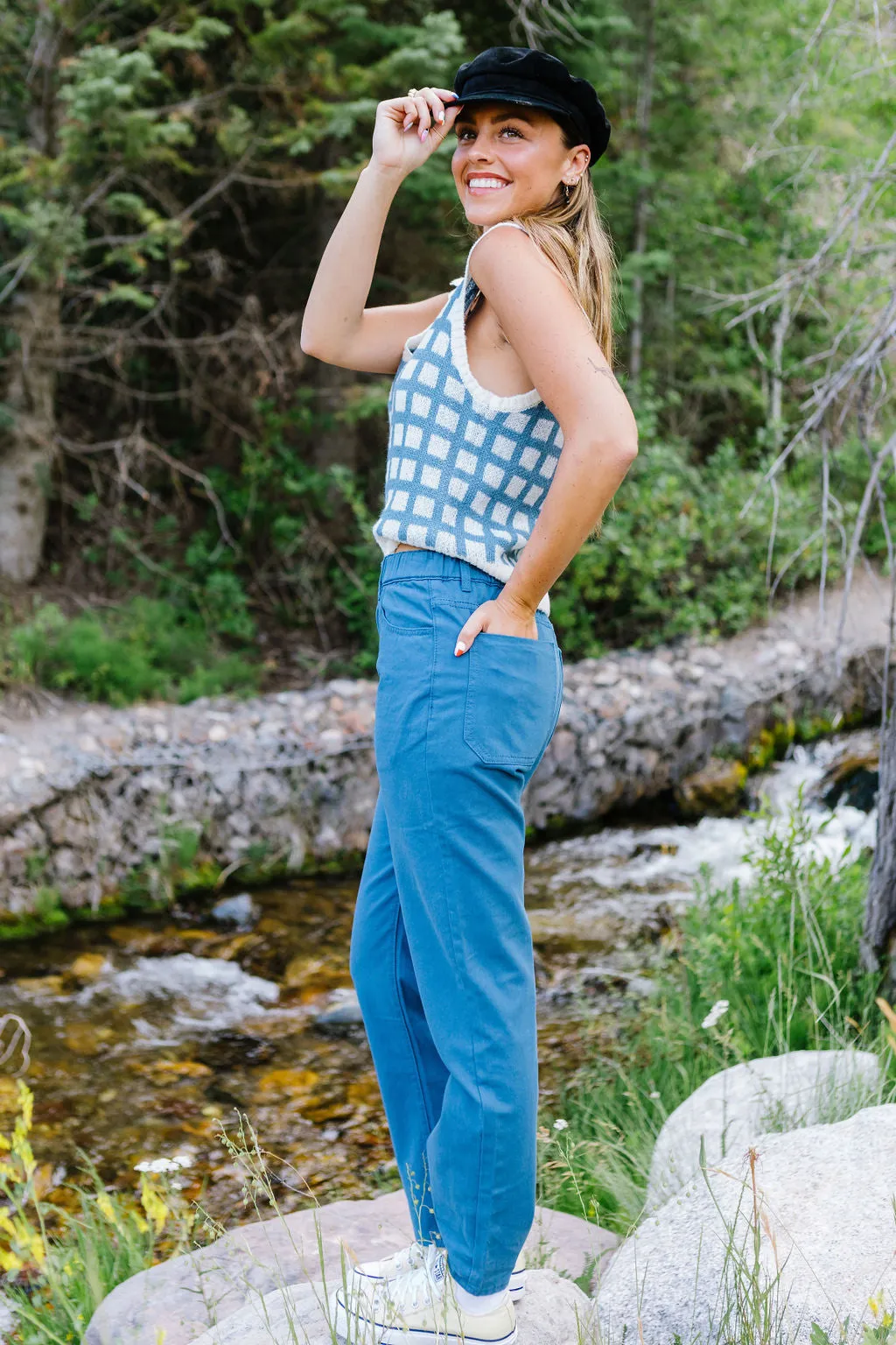 Cameryn Tapered Cotton Pants // Blue