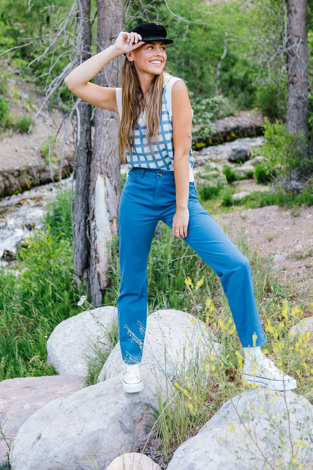 Cameryn Tapered Cotton Pants // Blue